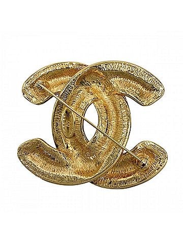 Chanel Chanel Brooch for Women, Matelassé, Coco Mark, Vintage Accessory, CHANEL GP Gold, Approx. 34.2g (view 2)