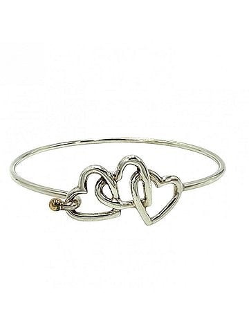 Tiffany & Co. Tiffany &amp; Co. Triple Heart Bangle Bracelet for Women, Jewelry Accessory, Au750 18K White Gold, Sterling Silver 925, Approx. 8.2g (view 1)