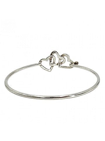 Tiffany & Co. Tiffany &amp; Co. Triple Heart Bangle Bracelet for Women, Jewelry Accessory, Au750 18K White Gold, Sterling Silver 925, Approx. 8.2g (view 2)