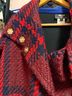 Ann Taylor 100% Wool Plaid Burgundy Black Coat Size S - photo 4