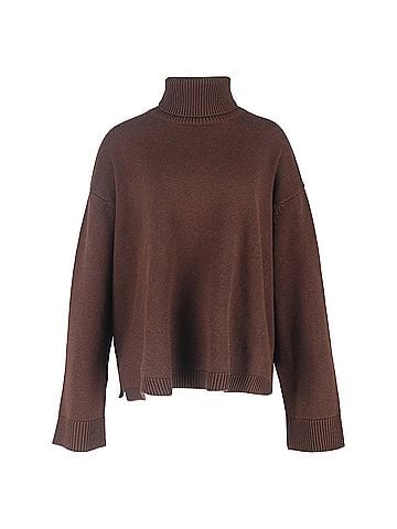 The Frankie Shop The Frankie Shop Rhea Turtleneck Sweater in Brown Wool (view 1)