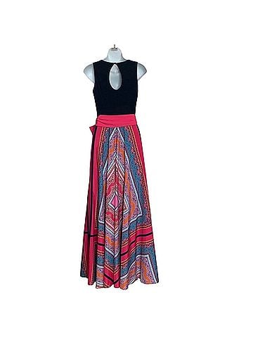 Eliza J Scarf Print Jersey &amp; Crêpe de Chine Maxi Dress Casual Dress (view 2)