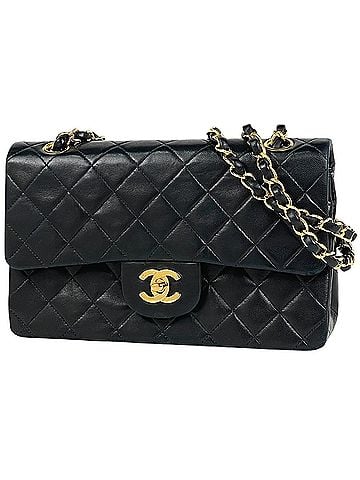 Chanel Chanel Matelassé Double Flap Chain Shoulder Bag, Coco Mark, Leather, Black, A01113, Women's (view 1)