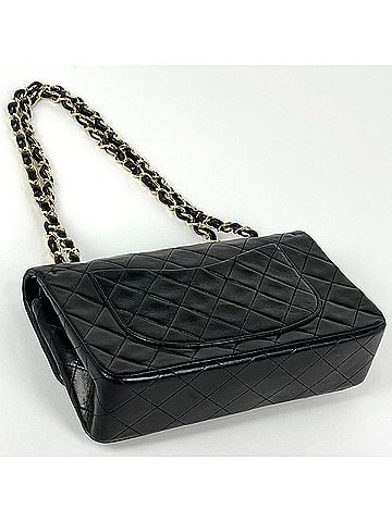 Chanel Chanel Matelassé Double Flap Chain Shoulder Bag, Coco Mark, Leather, Black, A01113, Women's (view 2)