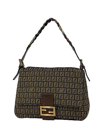 Fendi Fendi Zucchino Pattern Shoulder Bag Handbag Mamma Baguette Canvas Green Brown 8BR001 Women's (view 1)