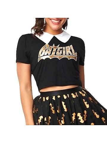 Unique Vintage Unique Vintage X DC Comics Batgirl Logo Crop Top Short Sleeve Blouse (view 1)