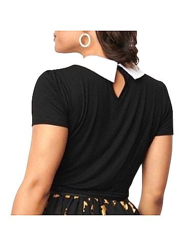 Unique Vintage Unique Vintage X DC Comics Batgirl Logo Crop Top Short Sleeve Blouse (view 2)