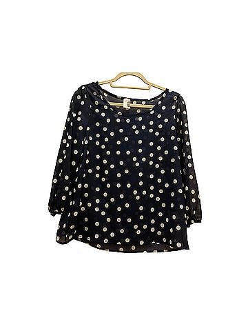 Francesca's Francescas navy blue sheer polka dots Long Sleeve Blouse (view 1)
