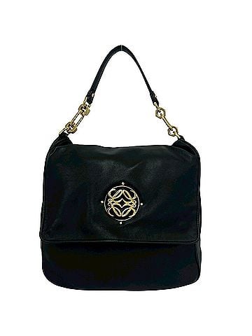 Loewe LOEWE Maia Anagram Logo Hardware Nappa Leather Semi-One Shoulder Bag Handbag Black 28019 (view 1)