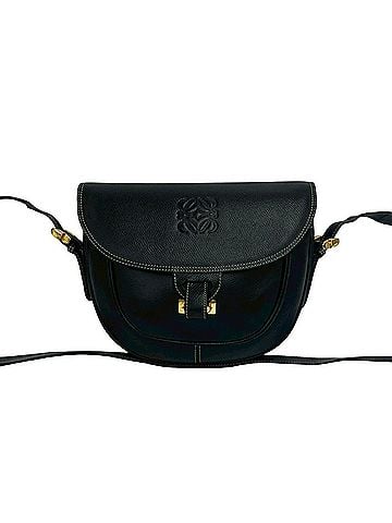 Loewe LOEWE Vintage Anagram Logo Engraved Leather Shoulder Bag/Pouch/Sacoche, Black, 18252 (view 1)