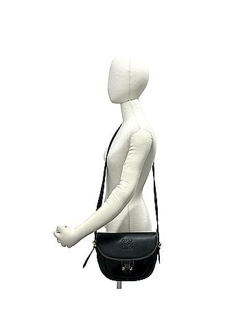 Loewe LOEWE Vintage Anagram Logo Engraved Leather Shoulder Bag/Pouch/Sacoche, Black, 18252 (view 2)