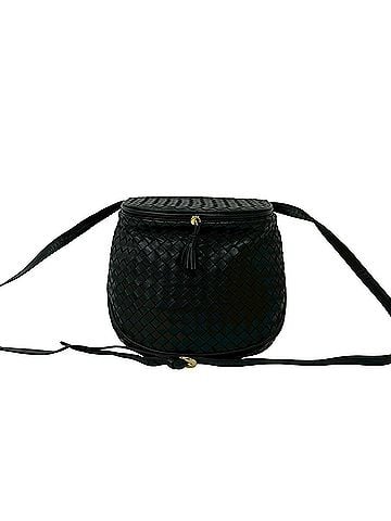 Bottega Veneta BOTTEGA VENETA Intrecciato Leather Tassel Shoulder Bag/Pouch, Black, 26954 (view 1)