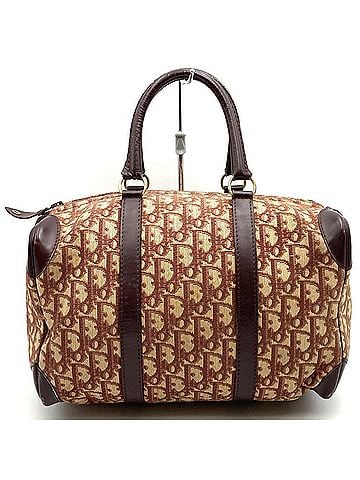 Christian Dior Christian Dior Dior Trotter Boston Bag, Canvas/Leather, Wine Red/Bordeaux/Brown, Women's (view 1)