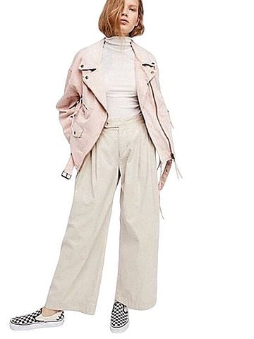Free People Oversized Denim Pink Moto Jacket Jacket (view 1)