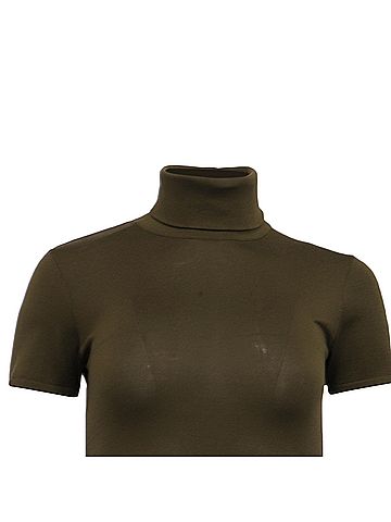 Ralph Lauren Ralph Lauren Purple Label Turtleneck Top in Olive Green Silk (view 2)