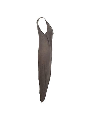 Rick Owens Rick Owens V-Neck Draped Midi Dress in Grey Cotton (view 2)