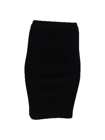 Herve Leger Herve Leger Ribbed Pencil Skirt in Black Rayon (view 1)