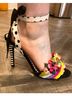Betsey Johnson Multi Color Black Pink Yellow Green Orange Heels Size 7 1/2 - photo 5
