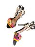 Betsey Johnson Multi Color Black Pink Yellow Green Orange Heels Size 7 1/2 - photo 2