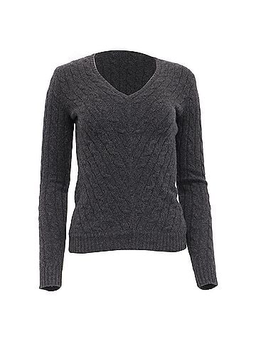 Ralph Lauren Ralph Lauren Black Label V-Neck Sweater in Charcoal Gray Cashmere (view 1)