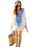 Ella Moss Floral White Blue Swimsuit Cover Up Size M - photo 1