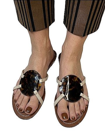 Frances Valentine Frances valentine tortoise flat flip-flop leather Sandals (view 1)
