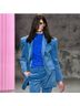 Tibi 97% Cotton 3% Elastane 80% Cotton 100% Polyester Solid Blue Blazer Size 4 - photo 9