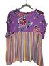 Ivy Jane 100% Rayon Floral Stripes Purple Multi Color Blouse Size L - photo 2
