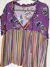 Ivy Jane 100% Rayon Floral Stripes Purple Multi Color Blouse Size L - photo 6