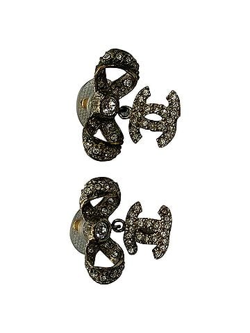 Chanel Chanel Crystal CC Bow Drop Earrings in Gold Metal (view 2)