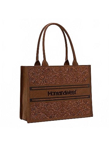 Montana West Embroidered Collection Concealed Carry Purse in Brown (view 1)