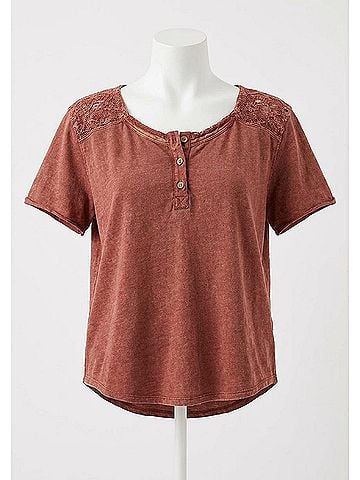 Free People Heirloom Henley Top in Canyon (view 1)