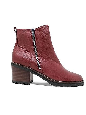 Django & Juliette Women's Birdi Ankle Boots in Burgandy-Brown Leather (view 1)