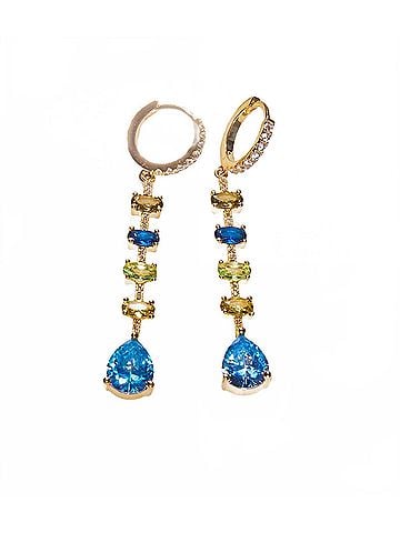 Native Gem Women's Multi Gemstone Drop Earrings in Azure (view 1)