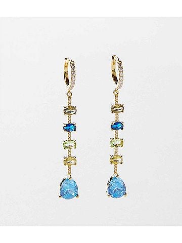 Native Gem Women's Multi Gemstone Drop Earrings in Azure (view 2)