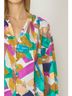 Entro Green Abstract Button Down Blouse in Orchid Mix Size XL - photo 6