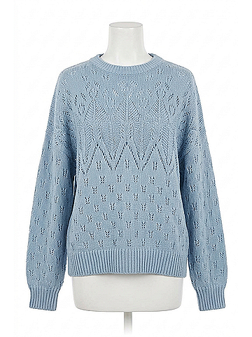 Bishop + Young Crewneck Pointelle Sweater in Light Blue (view 1)