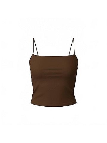Ambar Women's Square Neck Slim Fit Cami Top in Brown (view 1)