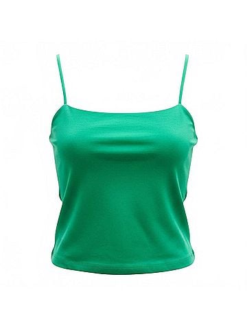 Ambar Minimalist Square Neck Slim Fit Cami Top in Green (view 1)