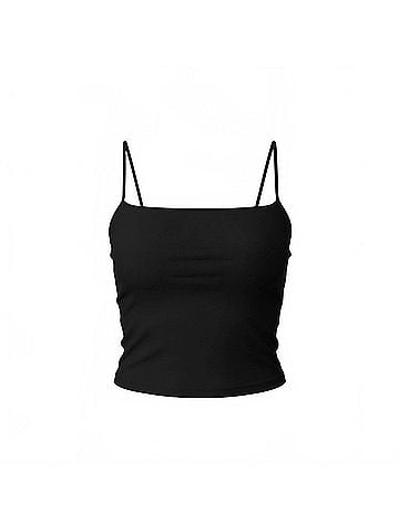 Ambar Square Neck Slim Fit Cami Top in Black (view 1)