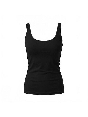 Ambar Square Neck Slim Fit Tank Top in Black (view 1)