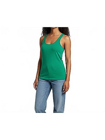 Ambar Square Neck Slim Fit Tank Top in Green (view 2)