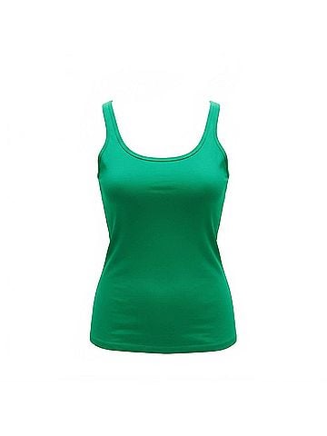 Ambar Square Neck Slim Fit Tank Top in Green (view 1)