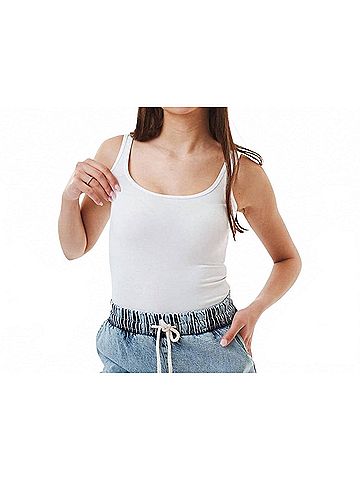 Ambar Square Neck Slim Fit Tank Top in White (view 2)