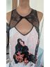 Guess 100% Polyester Floral Black Ivory Orange Cocktail Dress Size M - photo 5