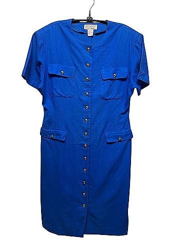 Argenti Cobalt Blue Button-Front Midi Dress Casual Dress (view 1)
