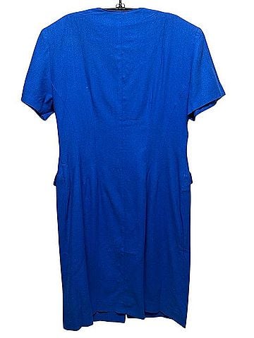Argenti Cobalt Blue Button-Front Midi Dress Casual Dress (view 2)