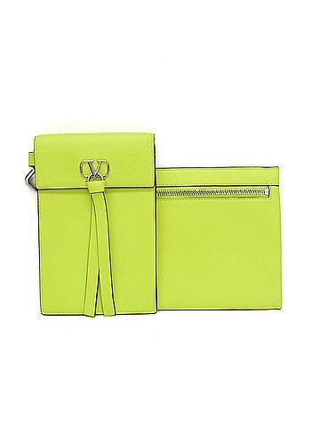Valentino Garavani Valentino Garavani Smartphone Holder Women,Men Leather Pouch Fluorescent Yellow (view 2)