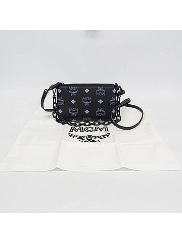 MCM MCM Color Splash Visetos Mini Pouch MYZCSSX01U4001 Women's Leather Handbag,Shoulder Bag Black,Purple (view 2)