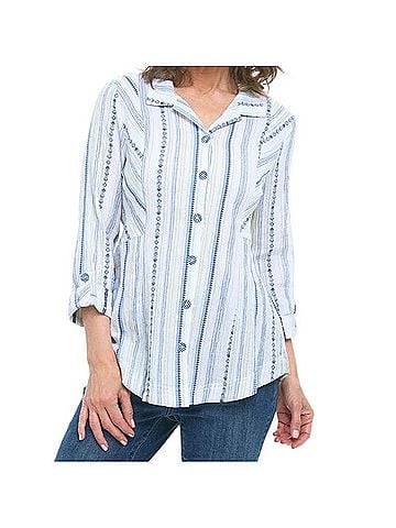Habitat Coastal Boho Swing Tunic 3/4 Sleeve Button-Down Shirt (view 1)